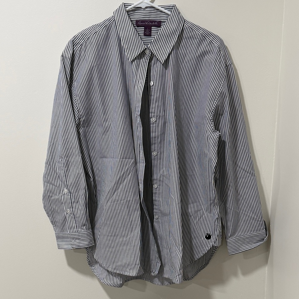 Women’s Striped Navy and White 100% Cotton Shirt